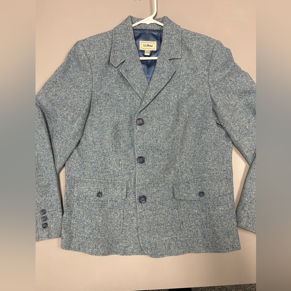 L.L. Bean Women's Wool Blazer XL Turquoise Bellandi Italian Three Buttons